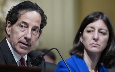 Rep. Jamie Raskin (D-MD), speaks alongside Rep. Elaine Luria (D-VA) during a Select Committee to Investigate the January 6th Attack on the U.S. Capitol in Washington, D.C., Mar. 28, 2022. (Drew Angerer/Getty Images)