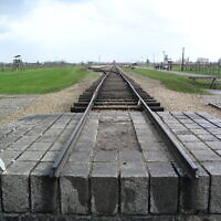 Railway tracks leading into Auschwitz concentration camp. (Photo by Adam Reinherz)
