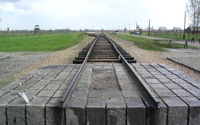 Railway tracks leading into Auschwitz concentration camp. Photo by Adam Reinherz