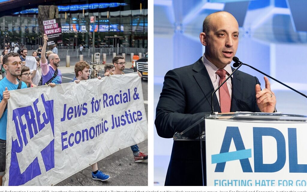 The Anti Defamation League CEO Jonathan Greenblatt retweeted a Twitter thread that singled out New York progressive group Jews For Racial and Economic Justice this week. (Getty/Courtesy)