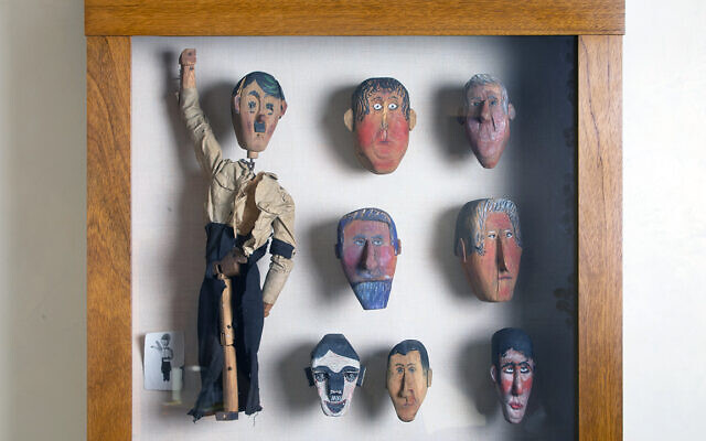 Hitler marionette and assorted marionette heads created by Mike and Frances Oznowicz are now on display at the Contemporary Jewish Museum in San Francisco. (Photo by CJM-Jason Madella)