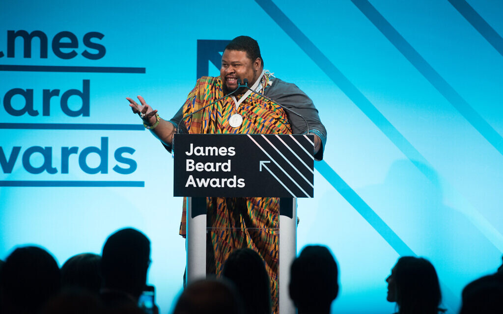 Michael Twitty speaks at the 2018 James Beard Media Awards in New York City, April 27, 2018. (Noam Galai/Getty Images)
