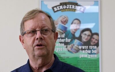 Ben & Jerry's Israeli franchise owner answers questions during an interview inside the Ben & Jerry's factory in Be'er Tuvia in southern Israel, July 21, 2021. (Emmanuel Dunand /AFP via Getty Images)