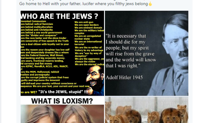 An antisemitic meme found on Gab in 2022. There has been an uptick in antisemitic and anti-law enforcement rhetoric since the Pittsburgh synagogue shooter trial began in April. Screen shot by David Rullo.