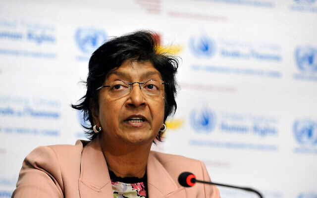 Navi Pillay, chair of the "United Nations Commission of Inquiry on the Occupied Palestinian Territory, including East Jerusalem, and Israel," addresses a press conference. (U.N. Photo/Jean-Marc Ferré)