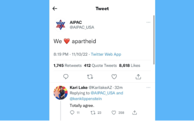 A tweet from an account impersonating AIPAC was online for hours Thursday night, in one of many signs of Twitter's chaos since its acquisition by Elon Musk. (Screenshot)