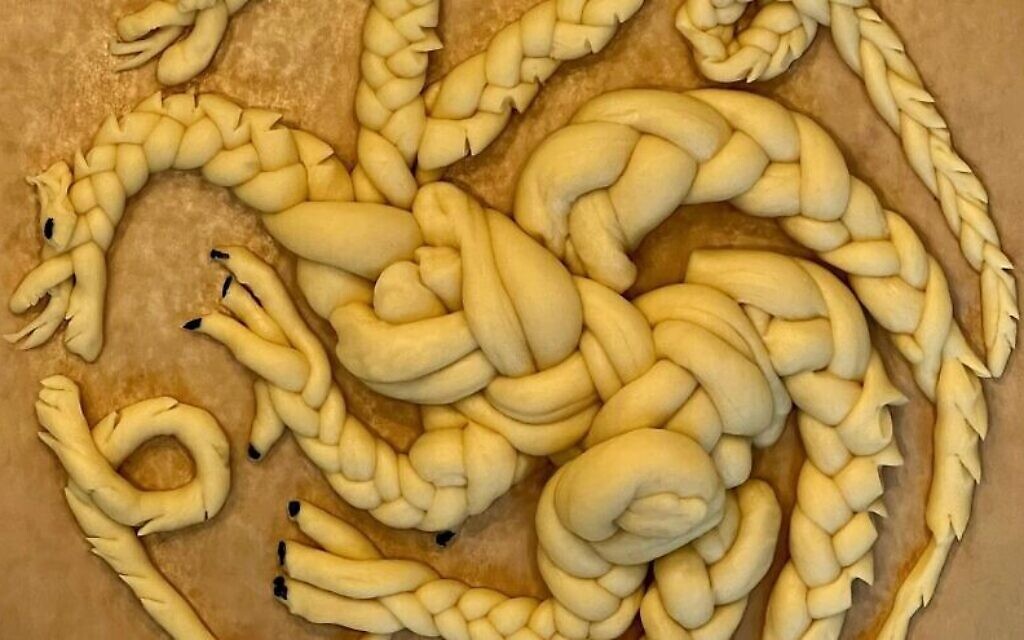 Freddie Feldman created this challah in the form of House Targaryen's coat of arms from “Game of Thrones.” (Courtesy of Freddie Feldman)