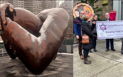 At left: Embrace, the Dr. Martin Luther King Jr. memorial sculpture at Boston Common. (Lane Turner/The Boston Glo