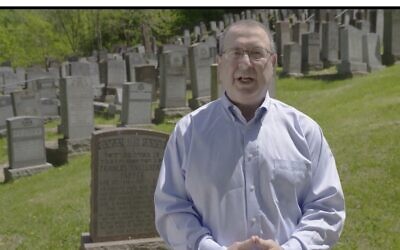 Barry Rudel narrates “Road Trip: The Jewish Cemeteries of Western PA” (Screenshot by Toby Tabachnick)