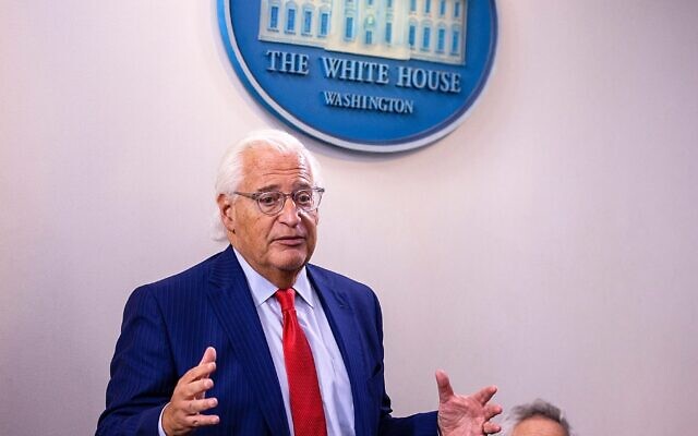 David Friedman, US Ambassador to Israel speaks during a briefing at the White House Aug. 13, 2020. (Tasos Katopodis/Getty Images)