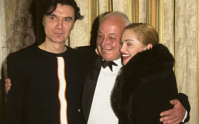 Talking Heads' David Byrne, Seymour Stein and Madonna (Photo by KMazur/WireImage)