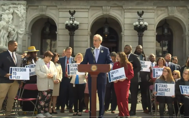 Rep. Dan Frankel unveiled anti-hate bills April 24, at a press conference dubbed "Stronger Than Hate." Screenshot by David Rullo