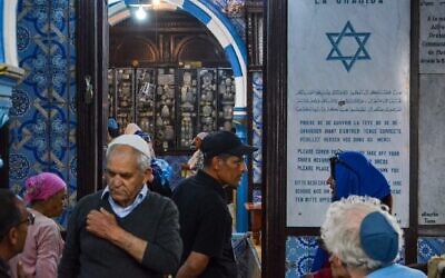 Jewish pilgrims at the Ghriba synagogue in Tunisia's southern resort island of Djerba, May 08, 2023. (Hasan Mrad/DeFodi Images via Getty Images)