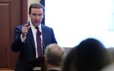 Sen. Chris Murphy, a Connecticut Democrat, speaks to a briefing on Jewish security in the U.S. Capitol, Sept. 12, 2023. (Chris Williams/JFNA)