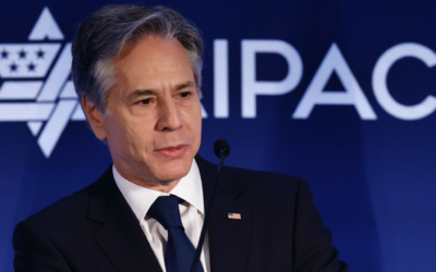 Secretary of State Antony Blinken addresses the American Israel Public Affairs Committee (AIPAC) annual policy summit at the Grand Hyatt in Washington, D.C., June 5, 2023. (Chip Somodevilla/Getty Images)