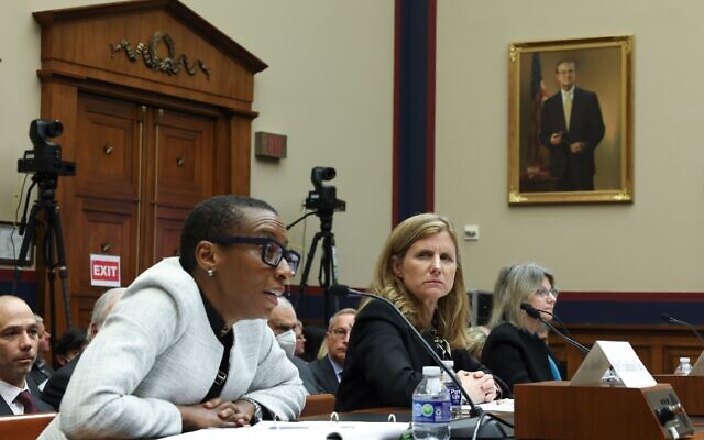 Claudine Gay, President of Harvard University, Liz Magill, President of University of Pennsylvania, and Sally Kornbluth, President of Massachusetts Institute of Technology, testify before the House Education and Workforce Committee on December 5, 2023, in Washington, DC. The Committee held a hearing to investigate antisemitism on college campuses. (Kevin Dietsch/Getty Images)