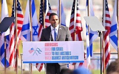 Rep. Ritchie Torres, a New York Democrat, speaks onstage at the March For Israel at the National Mall, Nov. 14, 2023. (Noam Galai/Getty Images)