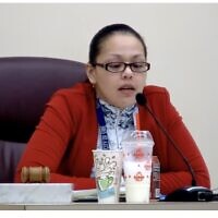 Erie City Council president Jasmine Flores speaks about a ceasefire resolution. (Screenshot)