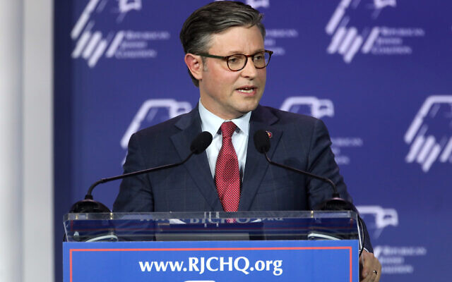 Speaker of the House Mike Johnson speaking with attendees at the Republican Jewish Coalition's 2023 Annual Leadership Summit (Gage Skidmore from Surprise, AZ, United States of America, CC BY-SA 2.0 , via Wikimedia Commons) Speaker of the House Mike Johnson speaking with attendees at the Republican Jewish Coalition's 2023 Annual Leadership Summit (Gage Skidmore from Surprise, AZ, United States of America, CC BY-SA 2.0 , via Wikimedia Commons)