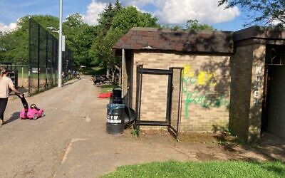 Anti-Israel graffiti was found at Blue Slide Park. (Photo provided by Jewish Federation of Greater Pittsburgh)