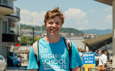 Upper St. Clair teen Isaac Bernstein is all smiles in Japan. (Photo courtesy of Isaac Bernstein)