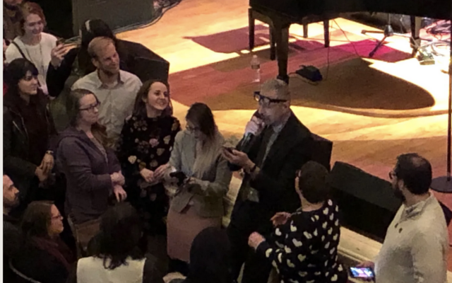 In 2019, Jeff Goldblum spent time with audience members, some he knew from childhood, with the Mildred Snitzer Orchestra at Carnegie Library of Homestead. (Photo by Sharon Eberson)