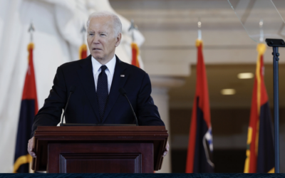U.S. President Joe Biden speaks during the U.S. Holocaust Memorial Museum's Annual Days of Remembrance ceremony at the U.S. Capitol, May 7, 2024. (Anna Moneymaker/Getty Images)