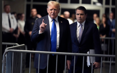 Former U.S. President Donald Trump speaks to the media after leaving court following his hush money trial at Manhattan Criminal Court on May 30, 2024, in New York City. (Seth Wenig-Pool/Getty Images)