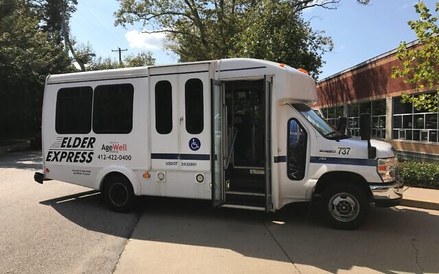 Elder Express vehicle comes to a stop. (Photo courtesy of AgeWell Pittsburgh)