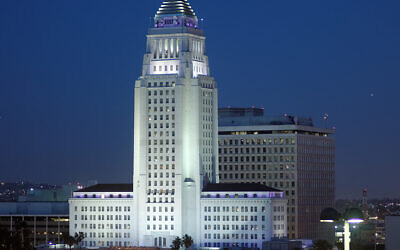 Los Angeles City Hall (Photo by Michael J Fromholtz, public domain, via Wikimedia Commons)
