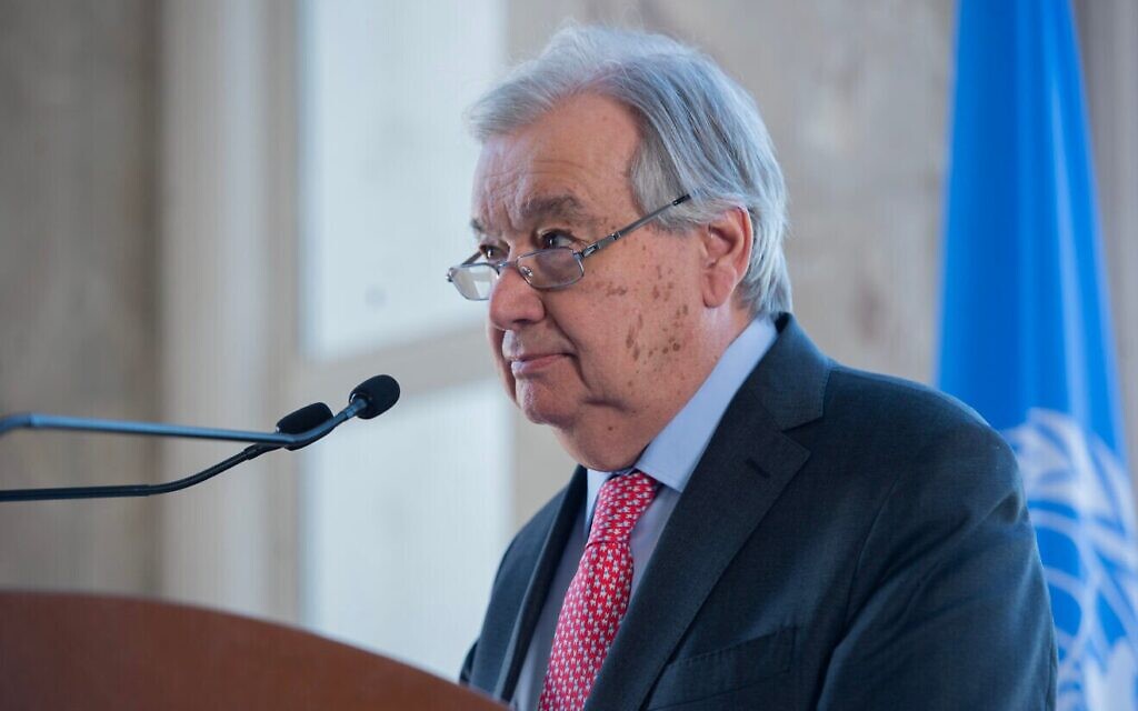 António Guterres, secretary-general of the United Nations, briefs the press after the Informal Meeting on Cyprus, Geneva, March 18, 2025. (Credit: Violaine Martin/U.N. Photo)