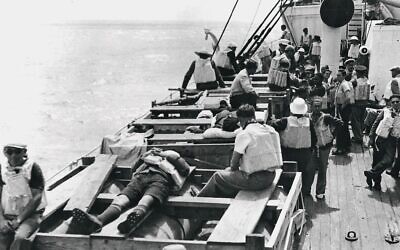Yolla Niclas (b. 1900), Rescue Drills for Passenger on the Ship ‘Winnipeg,’ 1941
Leo Baeck Institute Archives, LBI Memoir Collection. Courtesy of the Leo Baeck Institute. (Photo courtesy of American Jewish Museum at the Jewish Community Center of Greater Pittsburgh)