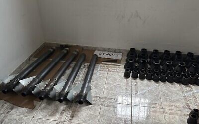 Makeshift rockets found by IDF troops during a raid in the Ramallah area of the West Bank, early September 19, 2025. (Israel Defense Forces)