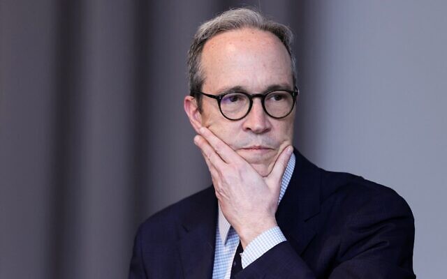 Jim Walden speaks during a mayoral forum at Columbia Journalism School, New York City, April 14, 2025. (Charly Triballeau/AFP via Getty Images)