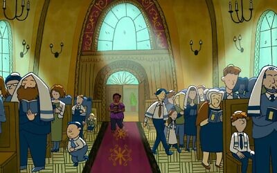 The Netflix series "Long Story Short" features a scene in a synagogue on Yom Kippur. (Courtesy Netflix)