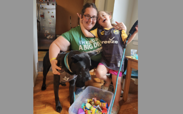 Emily Lawrence with her dog Pollie, and Joe Brophy’s daughter Leora (Photo by Joe Brophy)