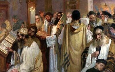 “In the synagogue” by Jakub Weinles, (Public domain, via Wikimedia Commons) “In the synagogue” by Jakub Weinles, (Public domain, via Wikimedia Commons)