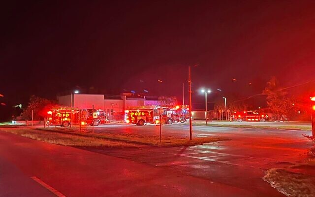 Firefighters respond to a blaze at the Chabad of Charlotte County. (Punta Gorda Police Department)