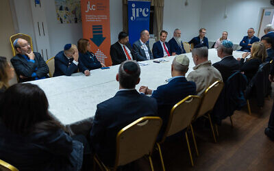 The Parliamentary Under-Secretary of State for Faith at the Ministry of Housing, Communities & Local GovernmentLord Wajid Khan with the Parliamentary Under-Secretary of State at the Foreign, Commonwealth and Development Office Hamish Falconer met with community leaders at the Heaton Park Synagogue. The meeting was chaired by Mark Addlestone, Chair of the Jewish Representative Council of Greater Manchester and Region and was also attended by Rabbi Daniel Walker. (Photo by the Ministry of Housing, Communities and Local Government, courtesy of flickr.com)