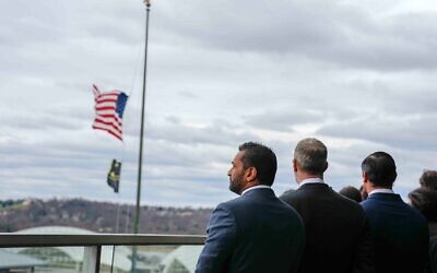 FBI director Kash Patel and U.S. envoy for hostages Adam Boehler participate in the U.S. hostage and wrongful detainee flag-raising at the U.S. State Department in Washington, D.C., on March 6, 2025. (Credit: Freddie Everett/U.S. State Department)