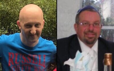 (L) Adrian Daulby and (R) Melvin Cravitz, killed Oct. 2, 2025, during a terror attack on a synagogue in Manchester, England, in undated photos (Greater Manchester Police/Facebook)