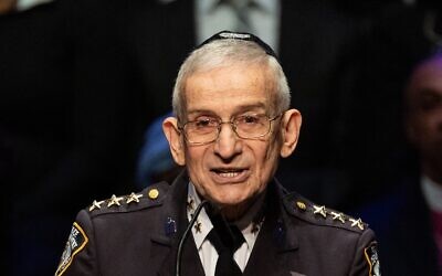 New York City Police Department Chaplain Rabbi Alvin Kass seen giving the invocation at the State of the City Address at the Peter Jay Sharp Theater at Symphony Space in New York City, Jan. 10, 2019. (Michael Brochstein/SOPA Images/LightRocket via Getty Images)