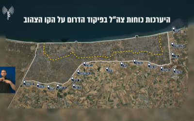 This map published by the IDF on October 10, 2025, shows the IDF’s deployment in Gaza following a ceasefire. (Israel Defense Forces)