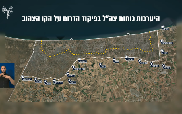 This map published by the IDF on October 10, 2025, shows the IDF’s deployment in Gaza following a ceasefire. (Israel Defense Forces) This map published by the IDF on October 10, 2025, shows the IDF’s deployment in Gaza following a ceasefire. (Israel Defense Forces)