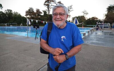 Coach Al Rose stands near the Olympic-size outdoor swimming pool at the JCC’s Henry Kaufmann Family Park in Monroeville during one of his final practices with the Sailfish. (Photo by Adam Reinherz)