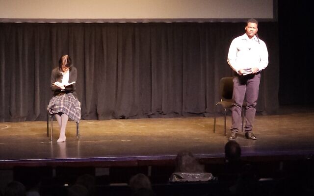 Amelia Dudley and Marcel Daly portray Anne Frank and Martin Luther King Jr. (Photo by Adam Reinherz) Amelia Dudley and Marcel Daly portray Anne Frank and Martin Luther King Jr. (Photo by Adam Reinherz)