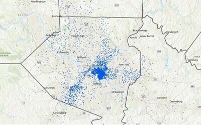 Population of Jewish Pittsburgh remains stable; the majority of households are in the East End with a shift to the north and south (Image courtesy of the Jewish Federation of Greater Pittsburgh)