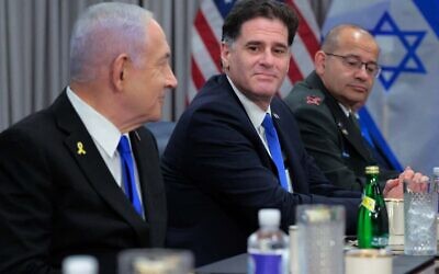 Israeli Prime Minister Benjamin Netanyahu (left) is joined by Israeli Minister of Strategic Affairs Ron Dermer and other officials for a meeting with U.S. Secretary of Defense Pete Hegseth at the Pentagon in Arlington, Va., on July 09, 2025. (Photo by Chip Somodevilla/Getty Images, via JNS)