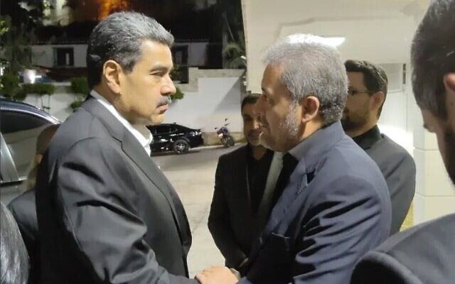 Hasan Izadi, an Islamic Revolutionary Guard Corps official in Iran who a U.S. official says planned to assassinate the Israeli ambassador to Mexico in 2024 and 2025, shakes hands with Venezuelan leader Nicolás Maduro in a photo which the Iranian embassy in Caracas posted on May 24, 2024. (Source: Screen capture of Iranian embassy in Caracas Instagram post, via JNS) Hasan Izadi, an Islamic Revolutionary Guard Corps official in Iran who a U.S. official says planned to assassinate the Israeli ambassador to Mexico in 2024 and 2025, shakes hands with Venezuelan leader Nicolás Maduro in a photo which the Iranian embassy in Caracas posted on May 24, 2024. (Source: Screen capture of Iranian embassy in Caracas Instagram post, via JNS)