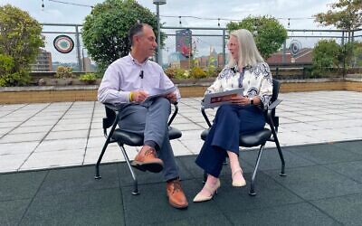 Pittsburgh JCC CEO Jason Kunzman and YMCA CEO Amy Kienle discuss the 'Unity in Community' collaboration. (Photo courtesy of the YMCA of Greater Pittsburgh)